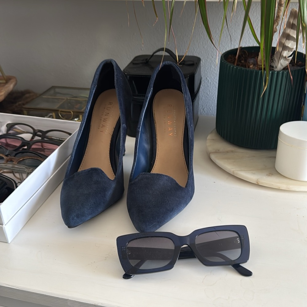 LC Blue Suede Heels